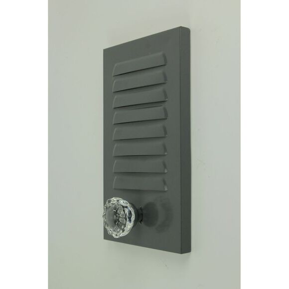 Grey Metal Locker Panel with Acrylic Door Knob Wall Hook Plaques Set of 3 - Picture 2 of 3